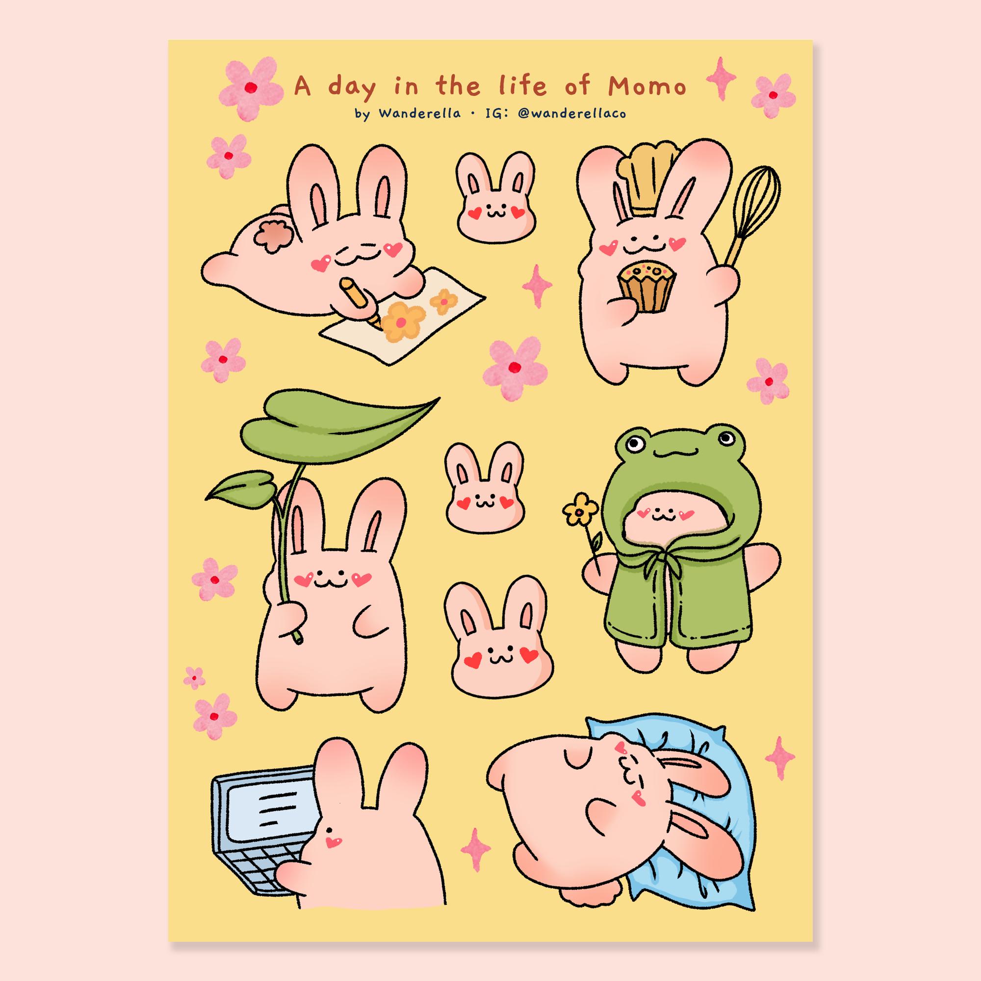 A Day in The Life of Momo Sticker Sheet