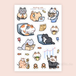 Corporate cats waterproof sticker sheet