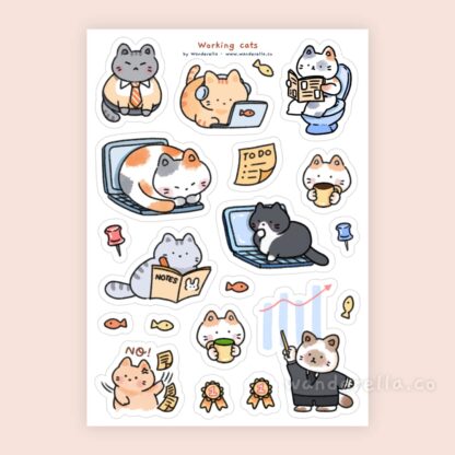 Corporate cats waterproof sticker sheet