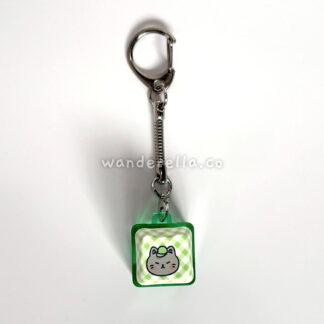Grey cat keycap keychain
